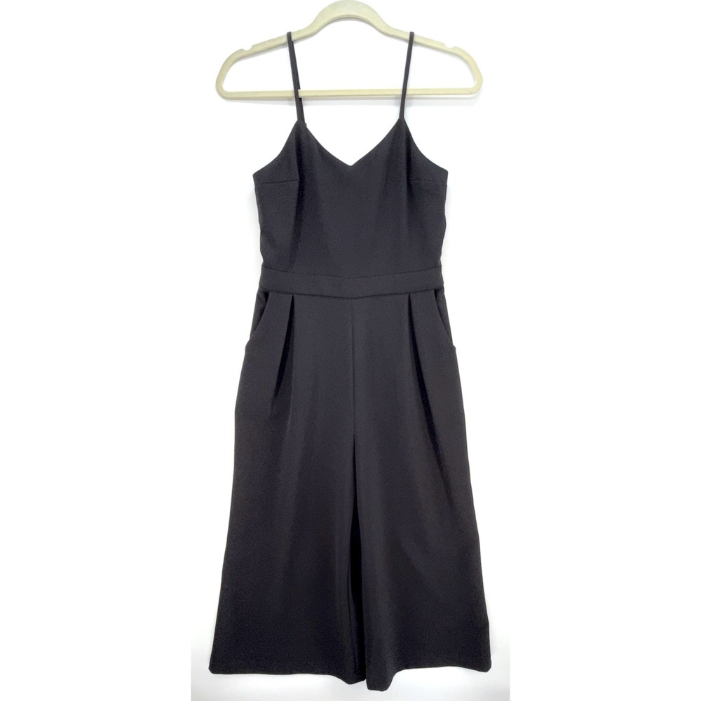 Express Black V Neck Strappy Wide Leg Jumpsuit 0 Minimalist Office Siren Sape